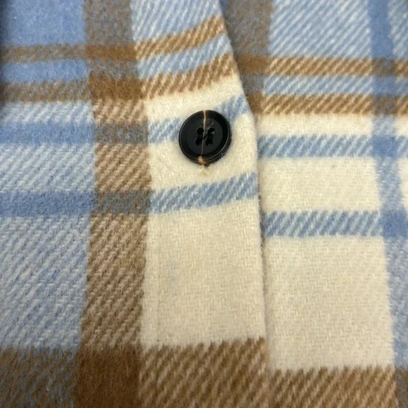 Plaid Button-Up Shacket Jacket - Blue & Tan - Picture 4 of 9